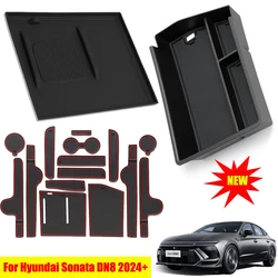 New Car Interior Organizer Storage Box Console Wireless Pad Slot Mat For Hyundai Sonata DN8 2024+