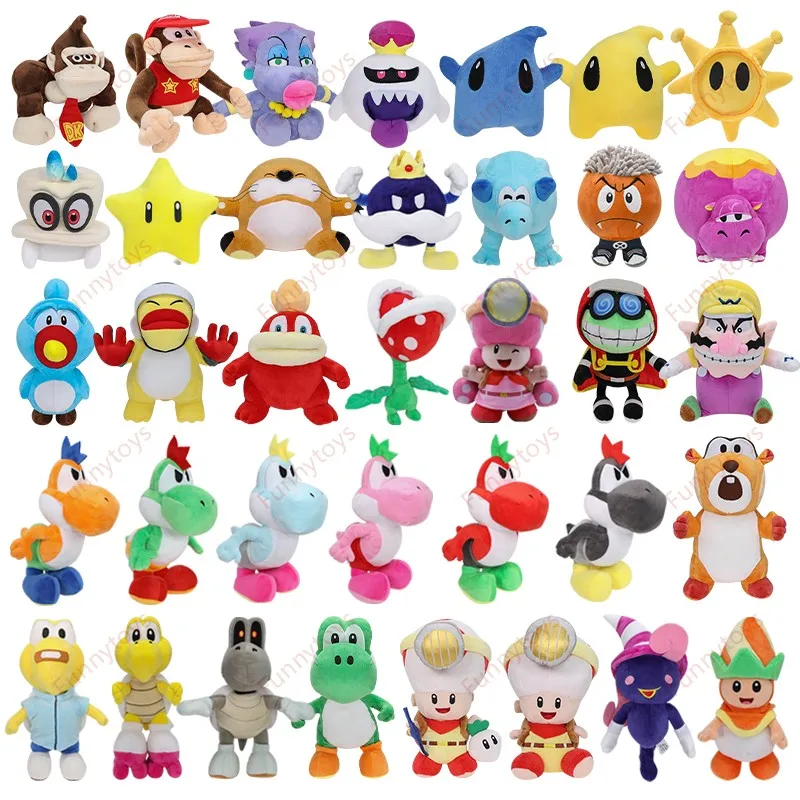Cartoon Anime Plush Toys Yellow Star Koops Toadette Poplin King Boo Piranha Plants Cappy Dry Bones Doll Collectible Gift