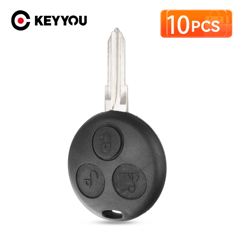 

KEYYOU 10 шт. 3 кнопки дистанционного ключа автомобиля для Mercedes Benz Smart Fortwo 450 Forfour Roadster Chiave чехол для ключей