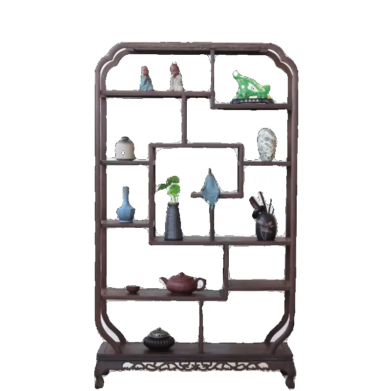 Chinese Wenge Wood Tea Set Organizer Solid Wood MultiTier Cabinet Oriental Treasure Shelf for Zen Tabletop Decor Tea Display - Image 5