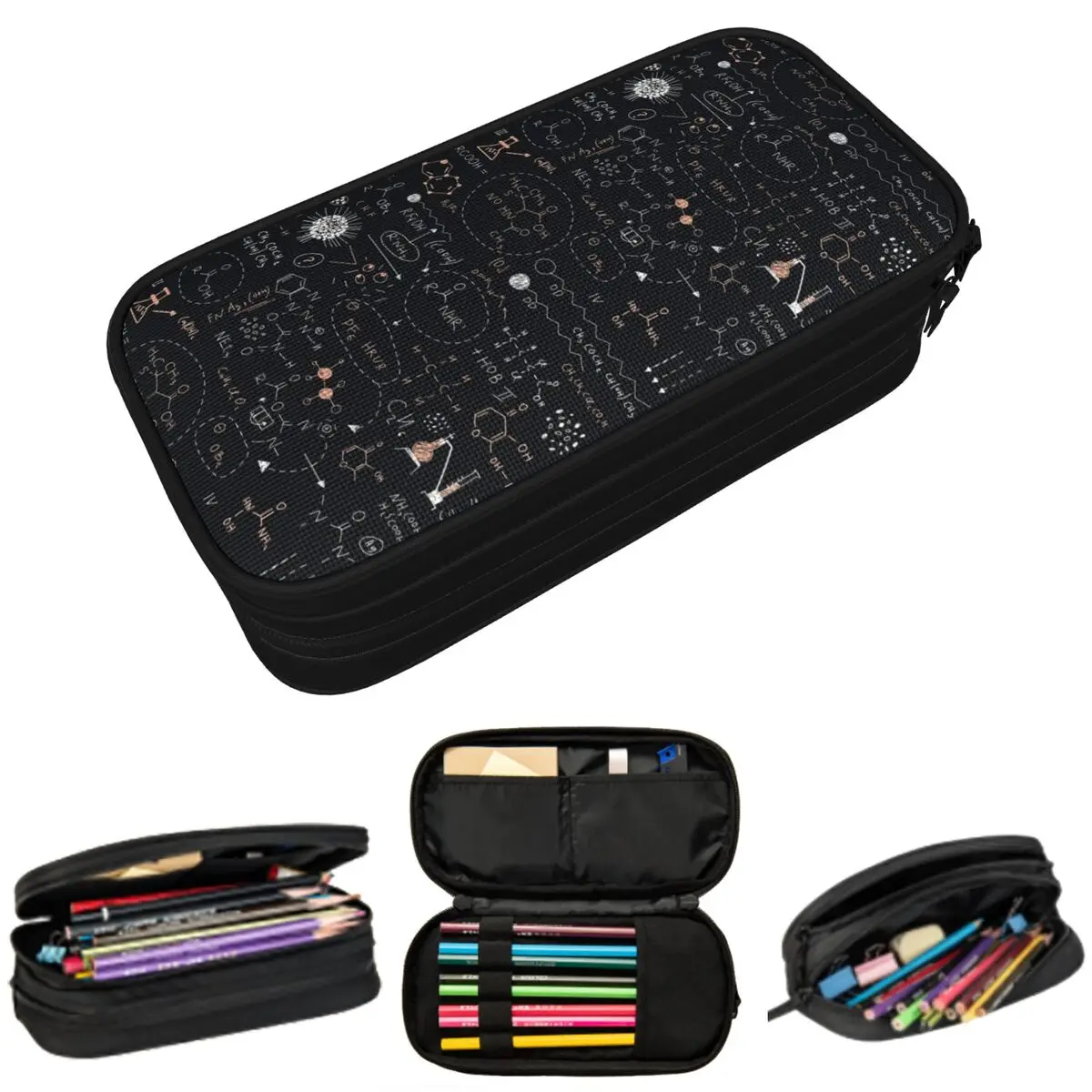 Science Chemistry Pattern Pencil Case for Students Gifts Pen Box Pencil Bag Stationery Supplies Pen Holder Bag