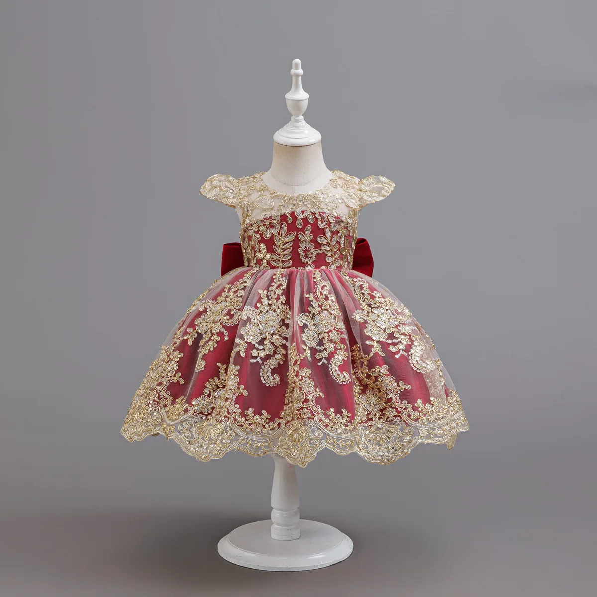 Kleid für Babys und Kleinkinder zum 1. Geburtstag, besticktes Spitzen-Prinzessinnenkleid, Blumenmädchen-Hochzeitskleid, besonderes festliches formelles Kleid für Babys – Detail 17