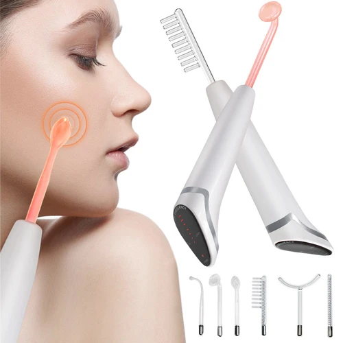Imagen 2 del producto Varita de electrodo de alta frecuencia 6 en 1 con tubo de vidrio de electroterapia de neón, eliminador de acné, cuidado de la piel, dispositivo de belleza para peluquería facial