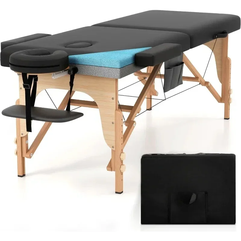 Massage Table Premium Portable Foldable Massage Bed Height Adjustable, 84 Inches Long 28 Inchs Wide Home Salon Spa Bed Tattoo