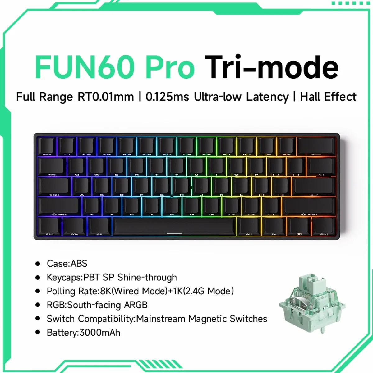 

Magnetic Keyboard Akko MonsGeek FUN60 Machanical Keyboard RGB 60% Esports Gaming Keyboards Rapid Trigger 8K Custom Keyboard