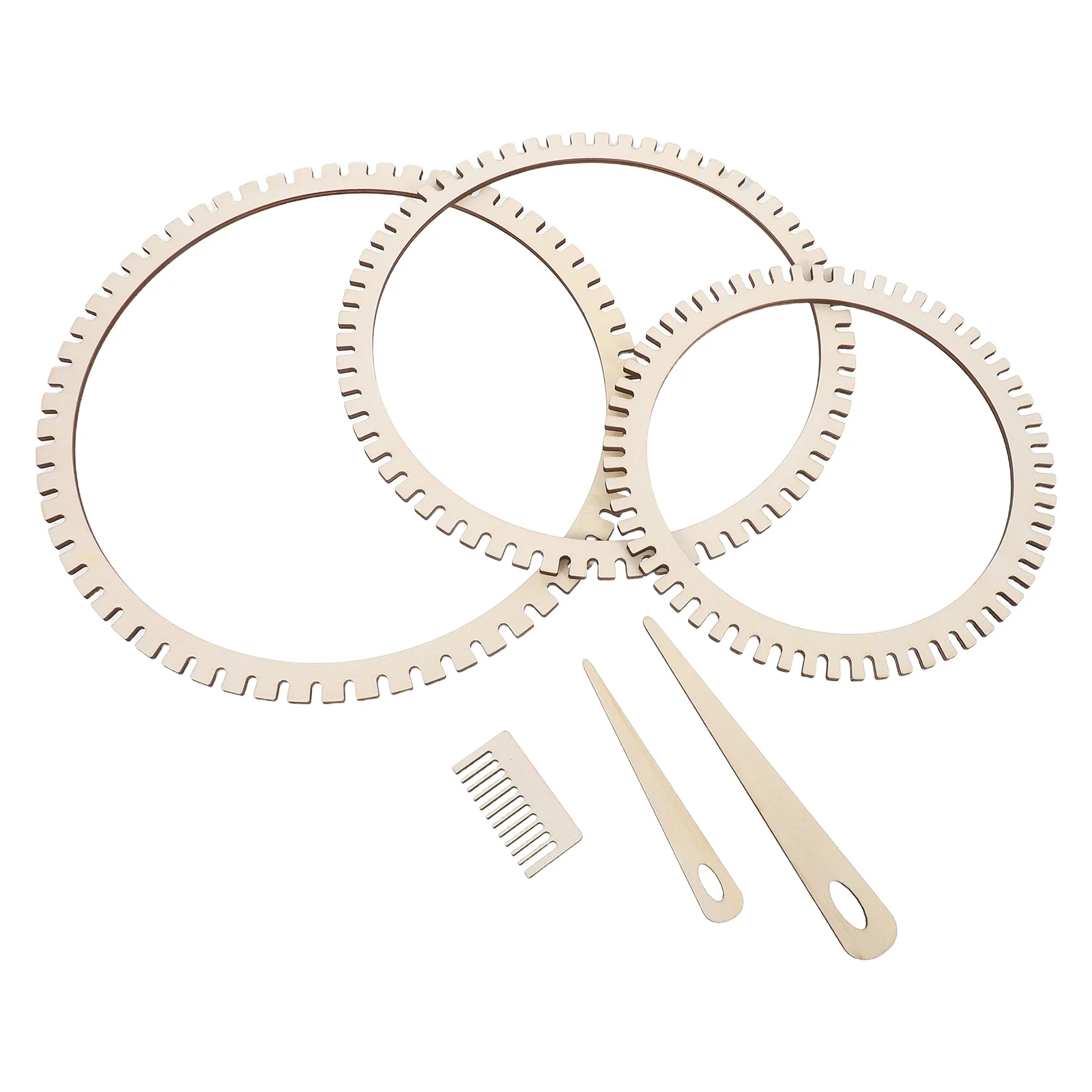 

6Pcs Weaving Loom Kit Beginner Wood Knitting Set Includes Weaving Crochet Comb Circular Knitting Needles for Scarf Rug Crafts