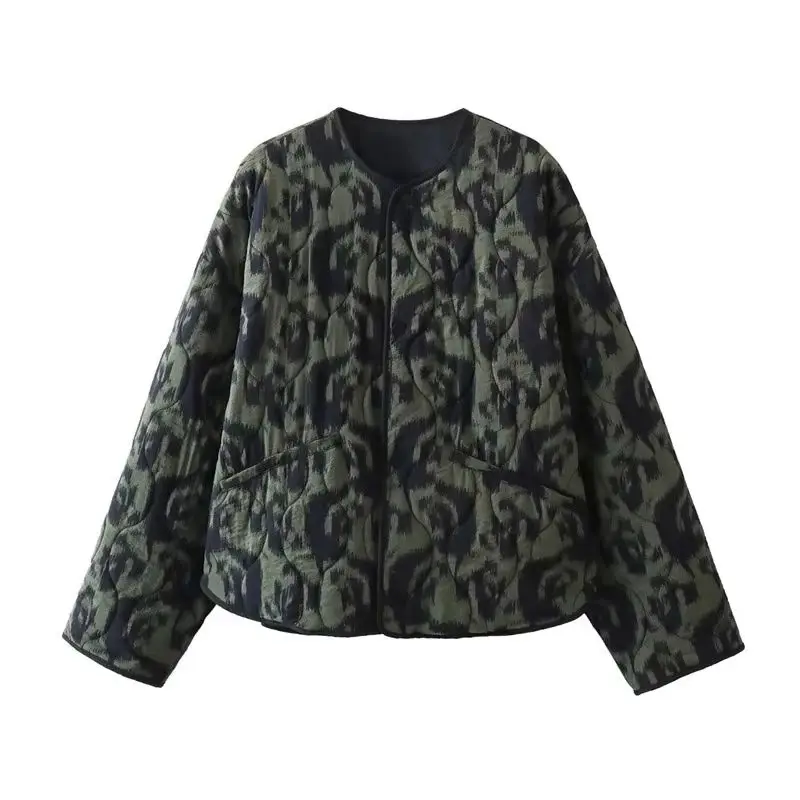 

Shpmishal 2025 New Women's Printed Parkas French Style Fashionable Casual Versatile Cotton Jacket Female Clothing