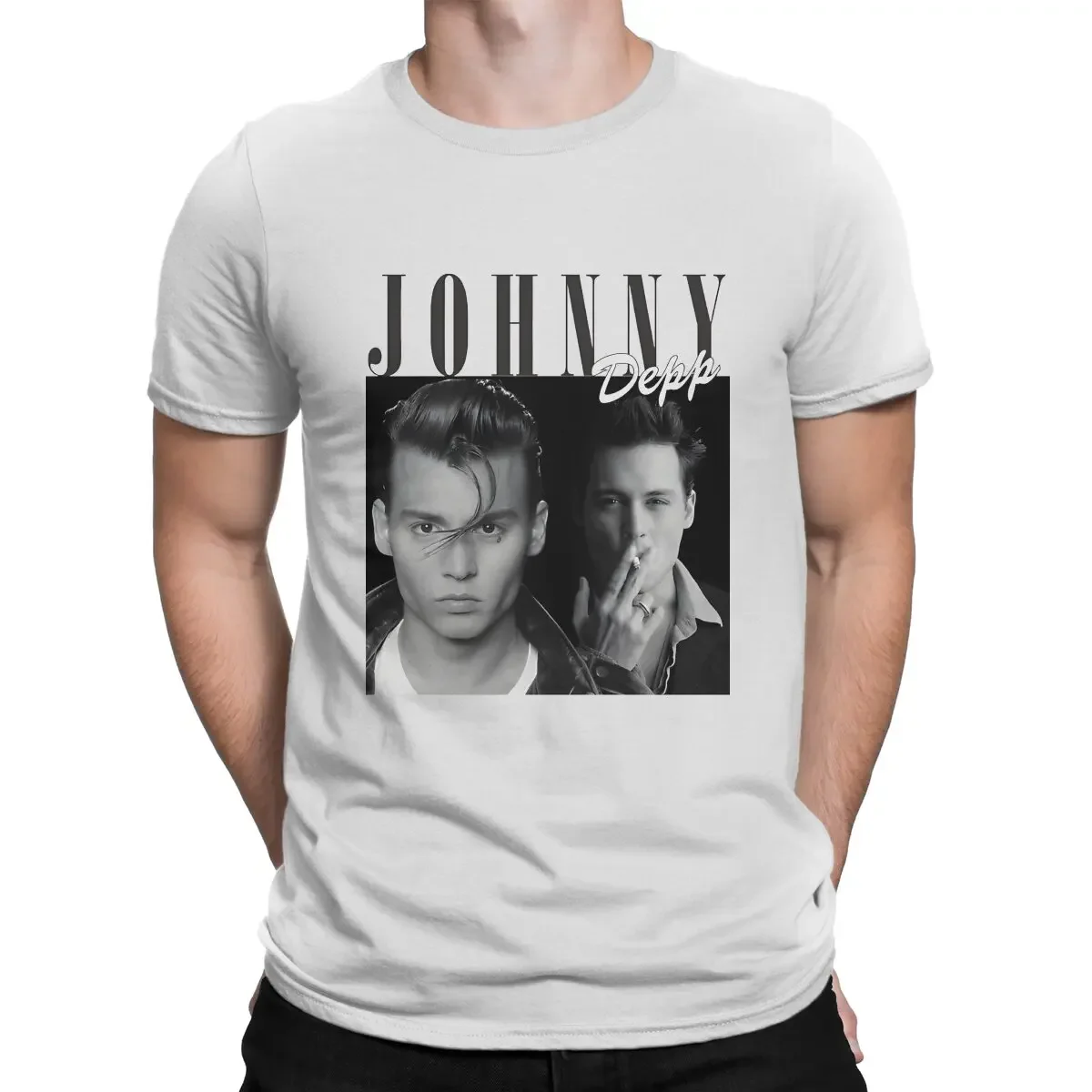 Humorous  Depp T-Shirts for Men Round Collar Cotton T Shirt Actor Johnny  Short Sleeve Tees Classic Tops