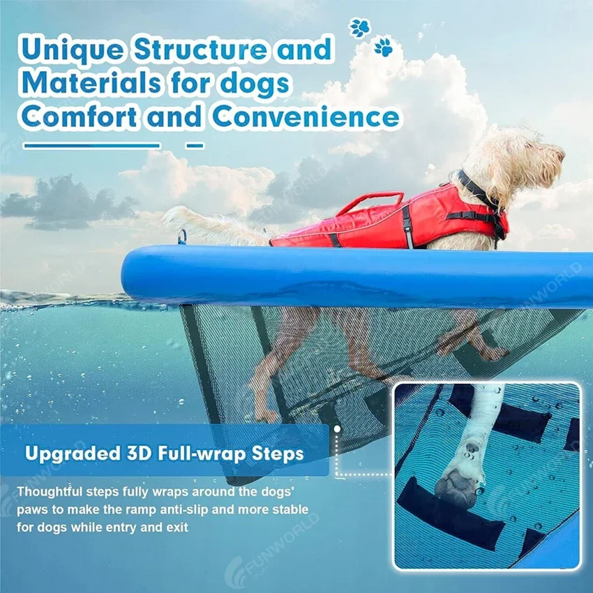 Heavy Duty Inflatable Water Dog Ramp Pup Plank Dog Ramp Water Pool Ramp Soft Ladders For Boat/Pool