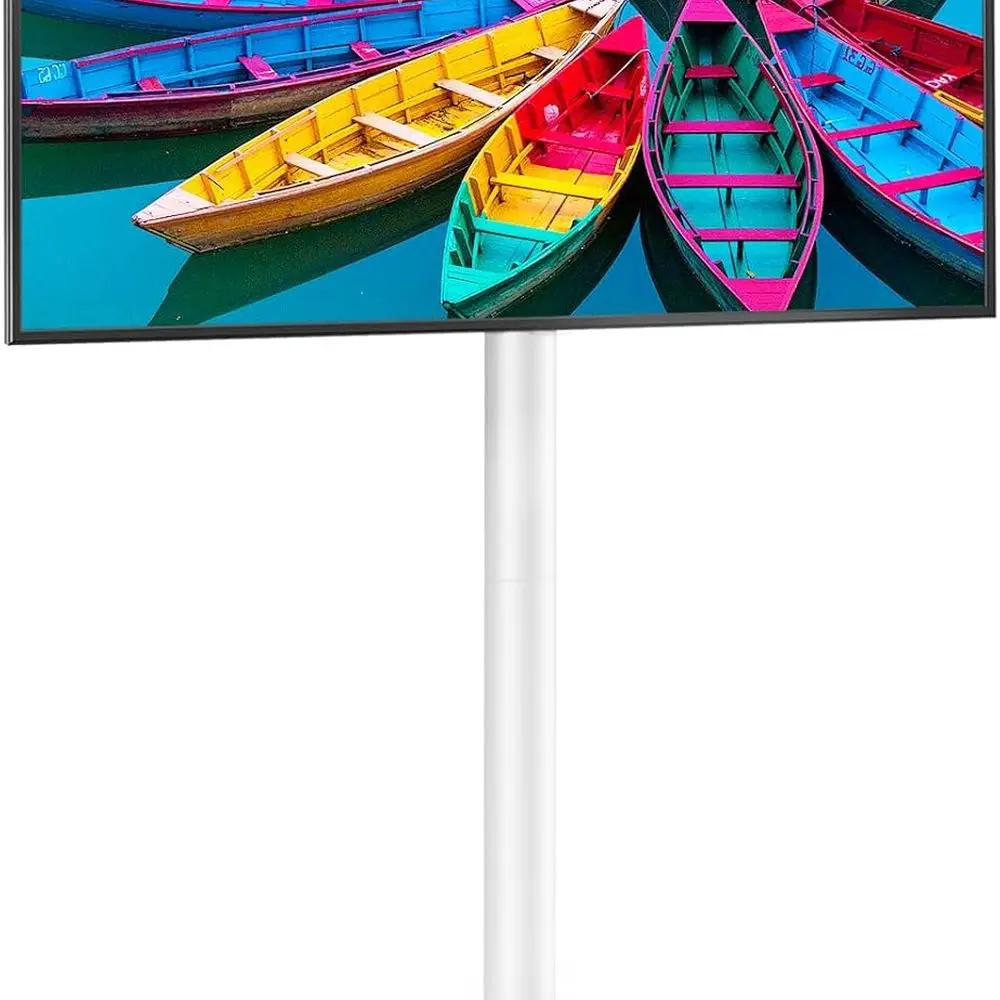 

Adjustable Height Mobile TV Stand for 32-55 TVs up to 88 lbs, Wood Base, Space-Saving Design for Living Room, Bedroom, Corner (W