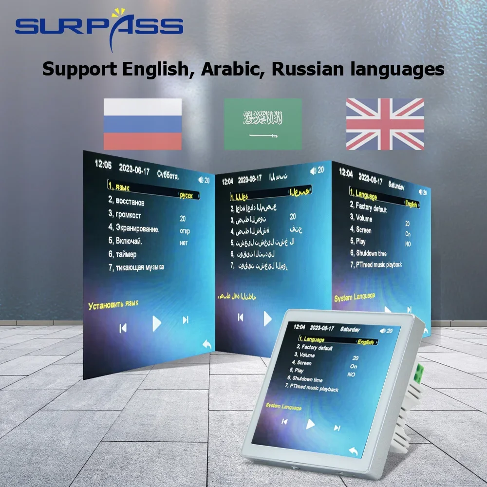 Домашний 4-дюймовый HD сенсорный экран Bluetooth-совместимый настенный усилитель музыкальный центр звуковая система цифровая стерео OTG AUX для гостиной