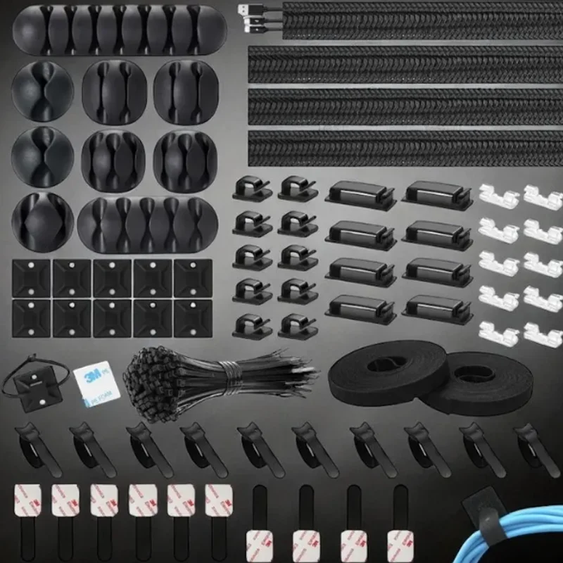 

173 шт., кабельный зажим, рукав для управления, многоразовая кабельная стяжка, самоклеящиеся зажимы для проводов, крепление, основание, настольный органайзер для кабеля, комплект