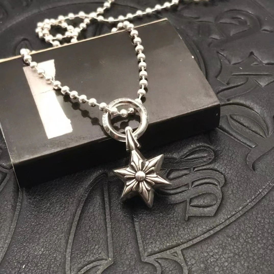 s925-スターリングシルバー-トレンディな小さなシングルリング六芒星ネックレス-レトロセーターチェーンアクセサリー-ハイエンド秋冬