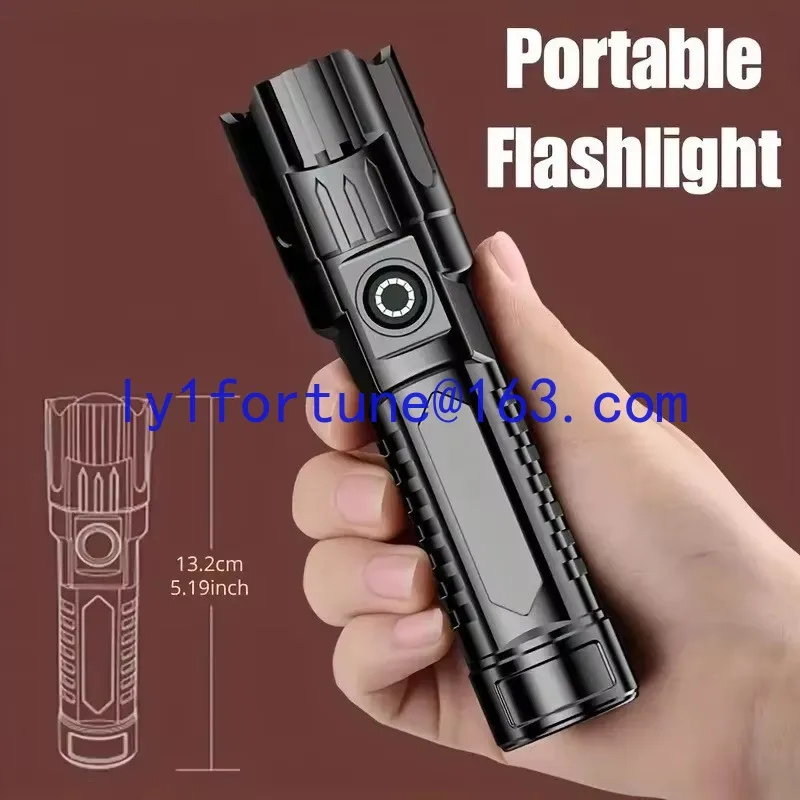Super Bright Edc Retractable Zoom Linterna 3 Lighting Mode Lantern USB Charging Light Emitting Diode Tactical Flashlight