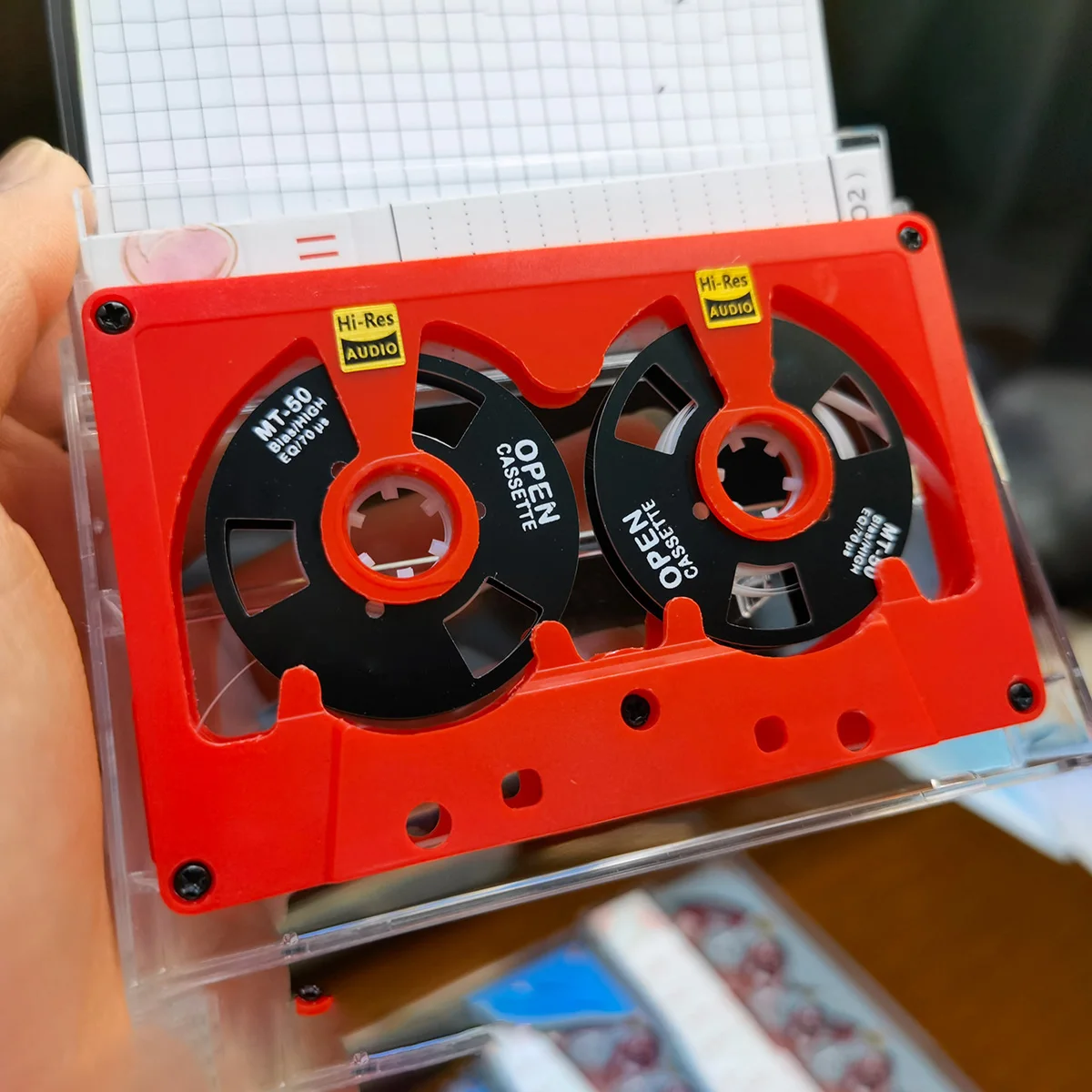 Neue Audio-Kassettenrolle zum Spulen, Kassette, 50 Minuten, leeres Klebeband, doppelseitige Metallrolle, hohles Gehäuse, selbstgemachtes, hochwertiges Design – Detail 3