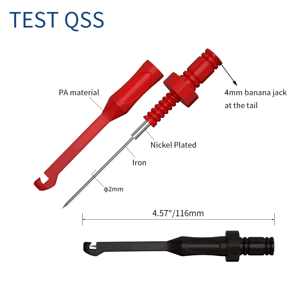 QSS Multimeter Test Leads Kit Digital Electrical Test Probes Set with Alligator Clips Test Tweezer Wire-Piercing Back Probe Pin