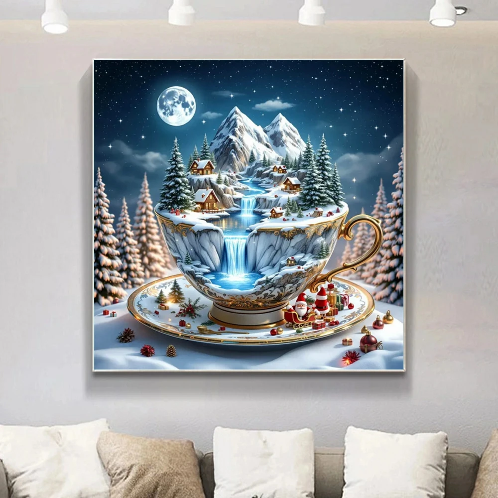 DIY Diamant Malerei Kit Tasse Berg Fluss Neue Ankunft Mond Diamant Mosaik Baum Landschaft Abstrakte Kunst Weihnachten Feiertag Geschenke