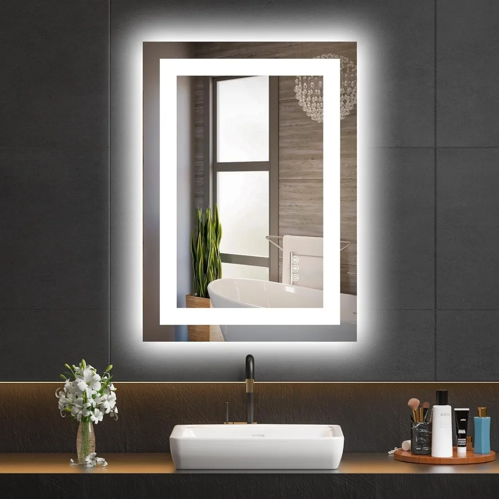 

LED Bathroom Mirror with Lights 20"x 28" Wall Vanity LED Mirror Stepless Dimmable,Double Front & Backlight,Anti-Fog,for Bathroom