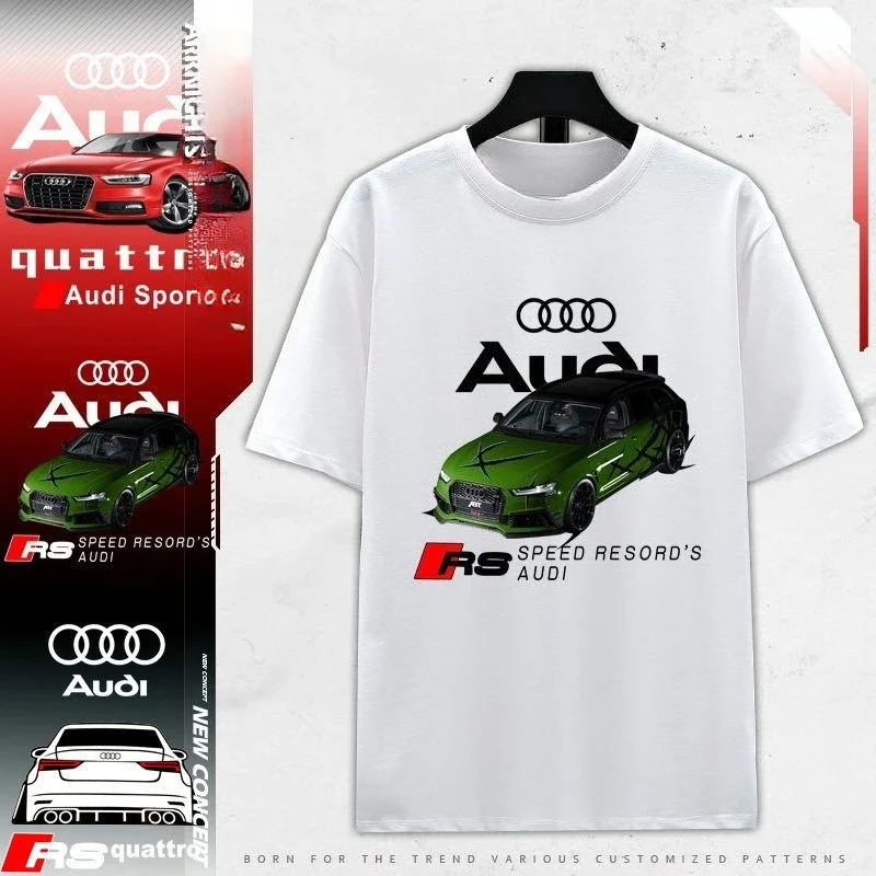 

2026 Audi RS Printed Men's and Women's Printed Fashion T-shirts High-quality Pure Cotton Summer Casual Fitness Short-sleeved