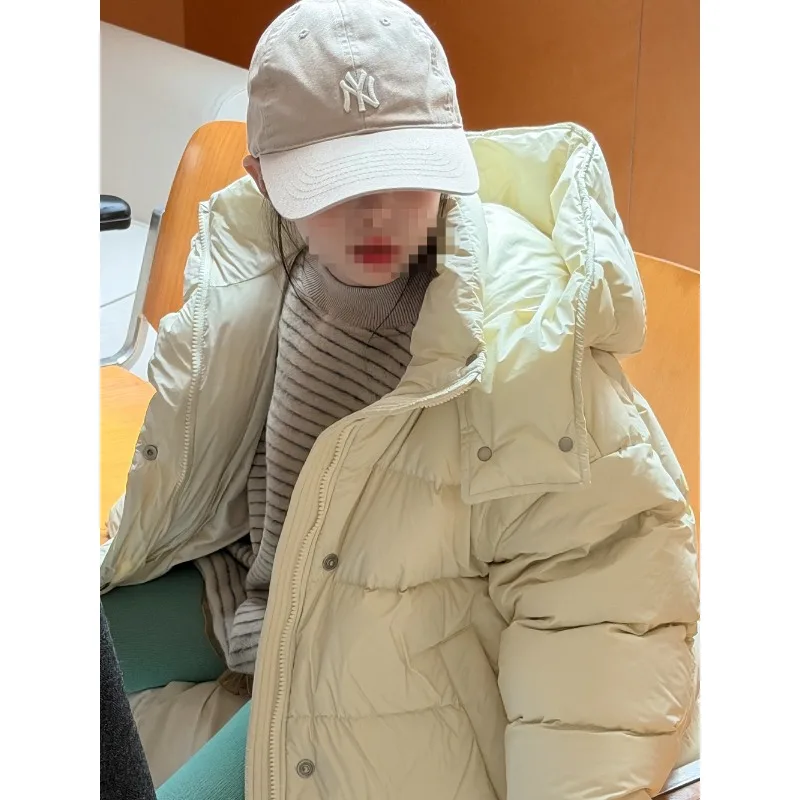 

Зимняя куртка унисекс в корейском стиле, однотонная, средней и большой длины, на пуху, теплая