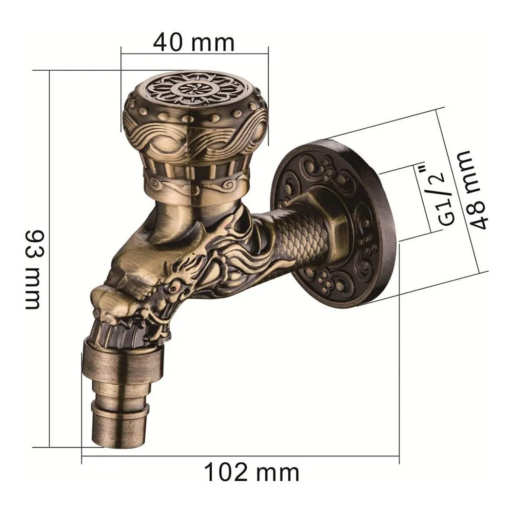 Antique Bronze Finished Zinc Alloy Bibcock for Wall Mount on Garden Outdoor Faucet Single Handle Tap for Water Outlet Use
