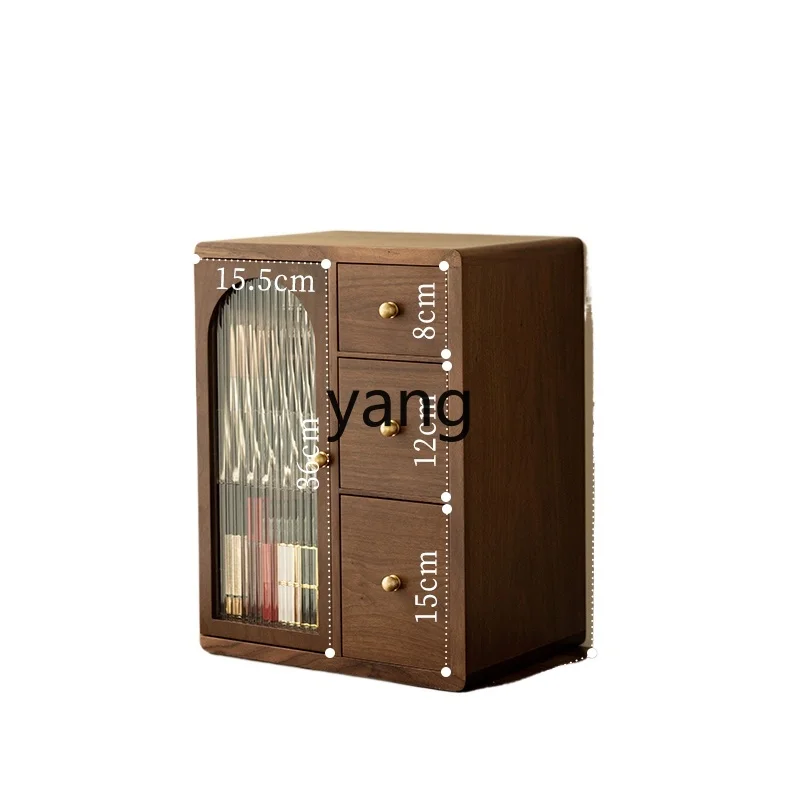 

Yjq Cosmetics Storage Box Desktop High-Grade Wooden Large Capacity Dustproof Lipstick Desktop Storage Cabinet