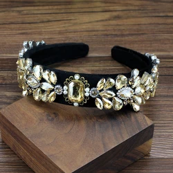 cute hair accessories gold color shiny crystal pearl baroque headbands rhinestone women hairbands for wedding party