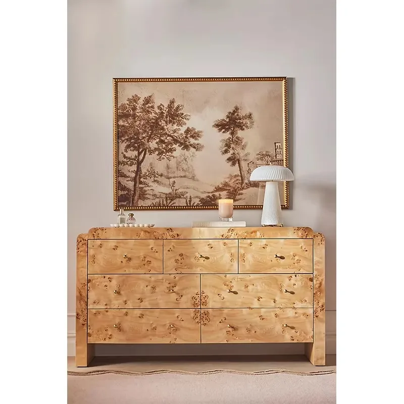 

Modern home bedroom furniture, wood veneer seven-drawer sideboard
