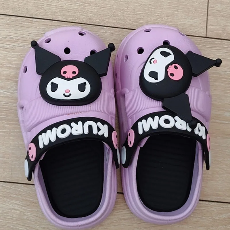 

Летняя обувь с отверстиями для девочек «Hello Kitty», My Melody Kuromi Sanrios, детская сумка, дышащая верхняя одежда, детские пляжные сандалии