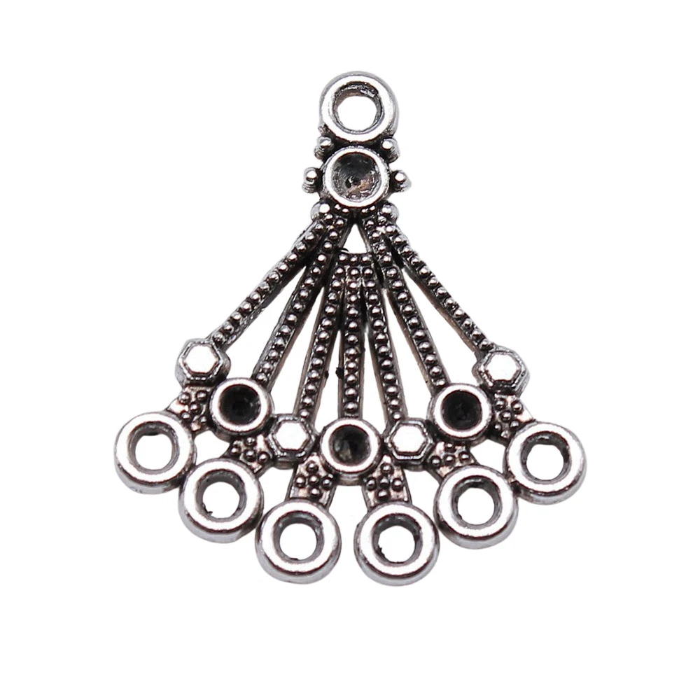 10pcs/lot 27x24mm Porous Earring Connector For Jewelry Making Antique Silver Color 1.06x0.94inch