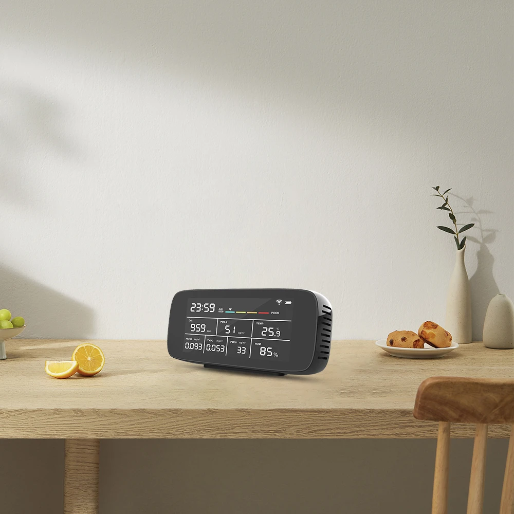 Ten-in-One High Quality Indoor Air Quality Monitor Hot Selling LCD Display Family-Friendly Gas Analyzers Detector