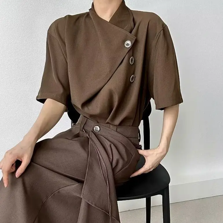 

New Chinese Women's Wear Yamamoto Yoji Shirt Short sleeved Women's Summer Irregular Shirt High end Tang Dress