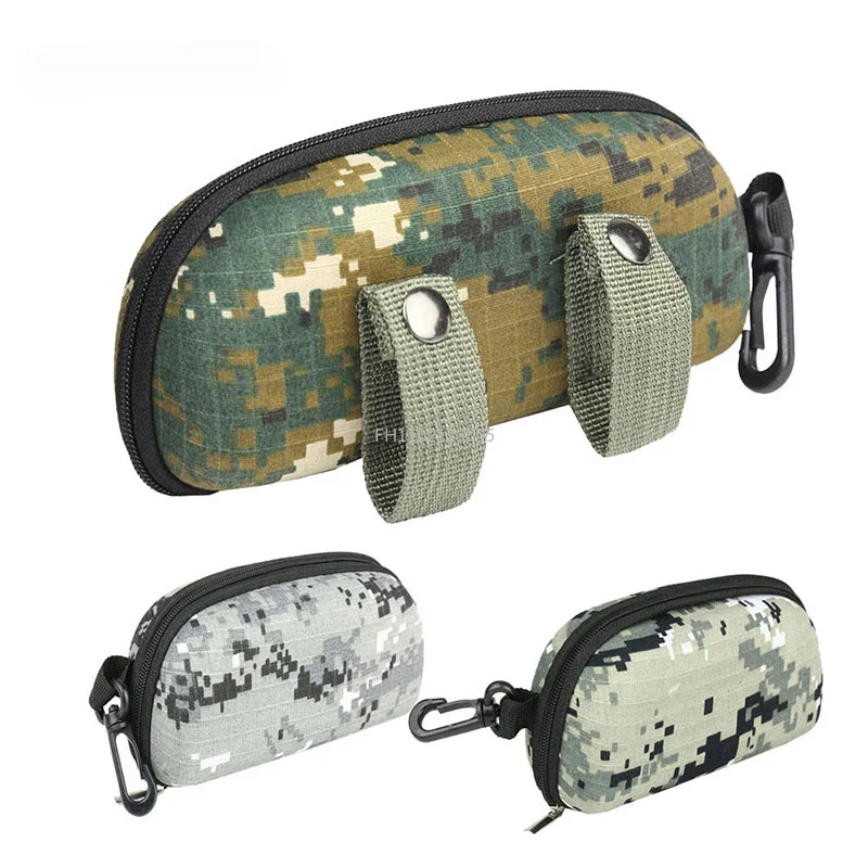 Tactical Camouflage Molle Sunglasses Box EVA Zipper Goggle Box Glasses Storage Case Outdoor EDC Eyewear Accessory Bag