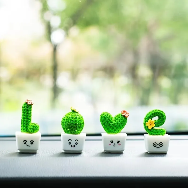 Ins Valentine's Day Gift Creative Small Fresh Cactus Ornament Resin Plant Small Pottery Car Room Bedroom Cafe Tabletop Ornament