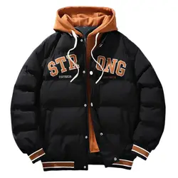 Winter Warm Bread Clothing Hooded Joker Loose Coat Temperament Exercise Self-cultivation Fake Two Pieces Cotton-Padded Jacket .