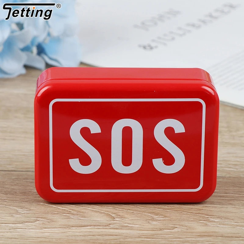 1pcs Red SOS Tin plate Medicine Emergency Case Outdoor Survival Gear Kits First Aid Pill Box