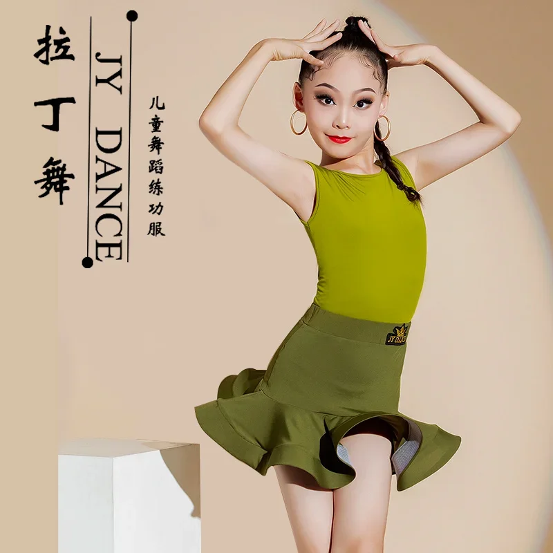 Ropa de entrenamiento de baile latino para niños, ropa de rendimiento para niñas, salón de baile, Salsa, Tango, Cha, falda