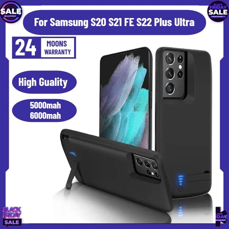 

Battery Charger Case For Samsung S20 S21 FE S22 Plus Ultra External Battery Case Portable Power Bank Cell Phone Chargers