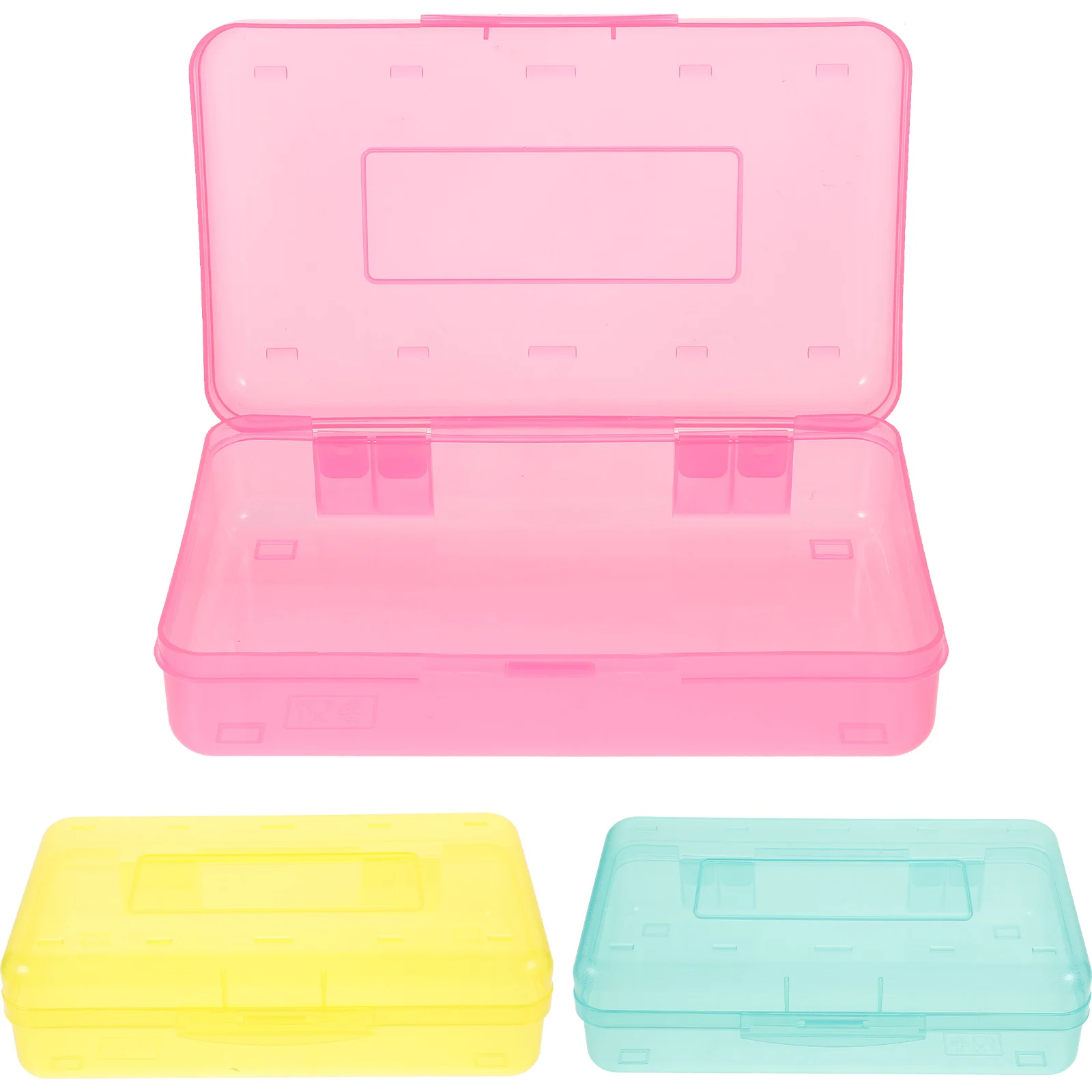 Scatola per matite in plastica da 3 pezzi Organizzatore per penne leggero Astuccio per matite di grande capacità per matite per pittura per ufficio scolastico per studenti