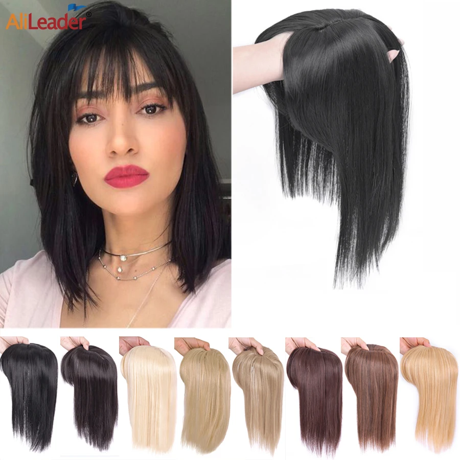 Synthetic Clip In Hairpiece Fake Hairpieces 3 Clip In One Piece Hair Extension Soft Hairpieces With Bangs For Women