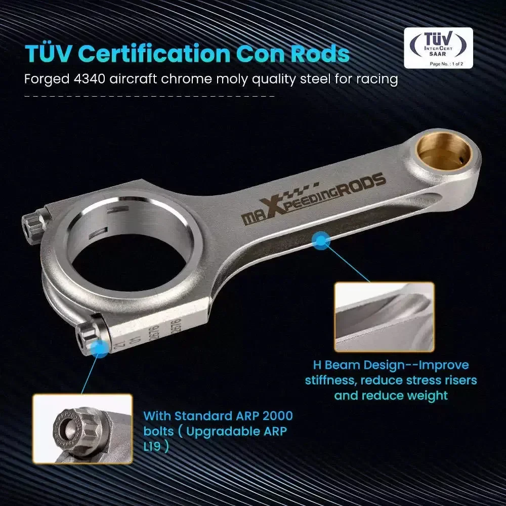 Customized Forged SAE 4340 Forged Connecting Rods+ARP Bolts for Mazda Speed 3 MZR 2.3L DISI Turbo150.55mm New