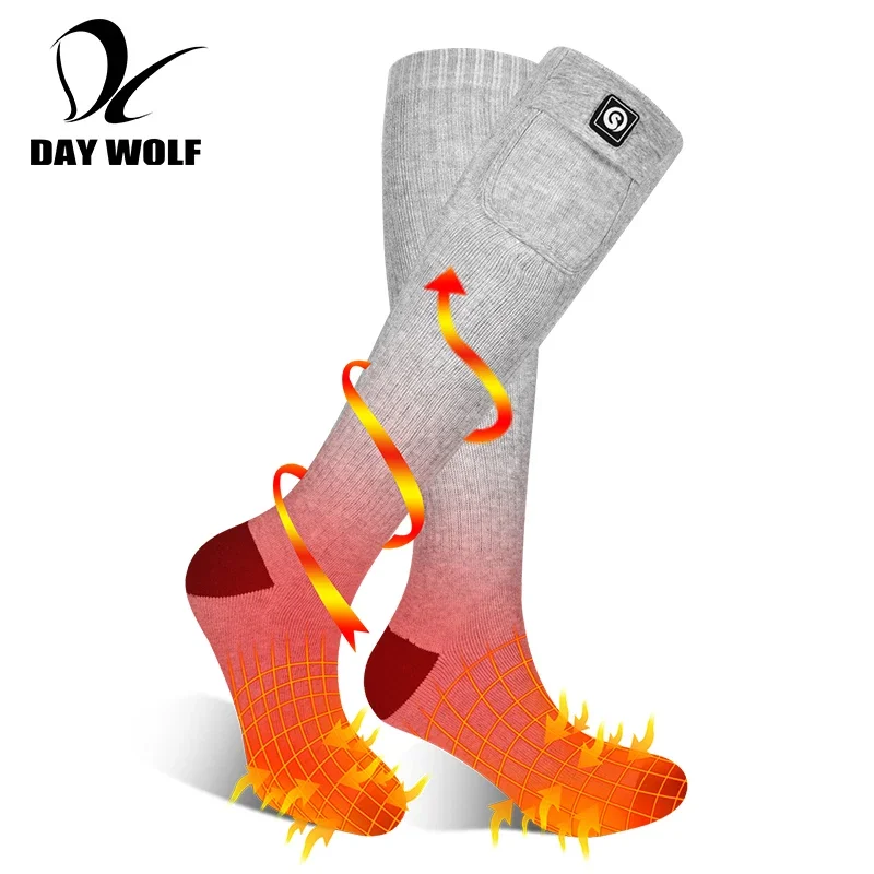 DAY WOLF Heated Socks Electric Heating Ski Socks Rechargeable Battery Winter Thermal Stocking Man Woman Outdoor For Fishing 2022