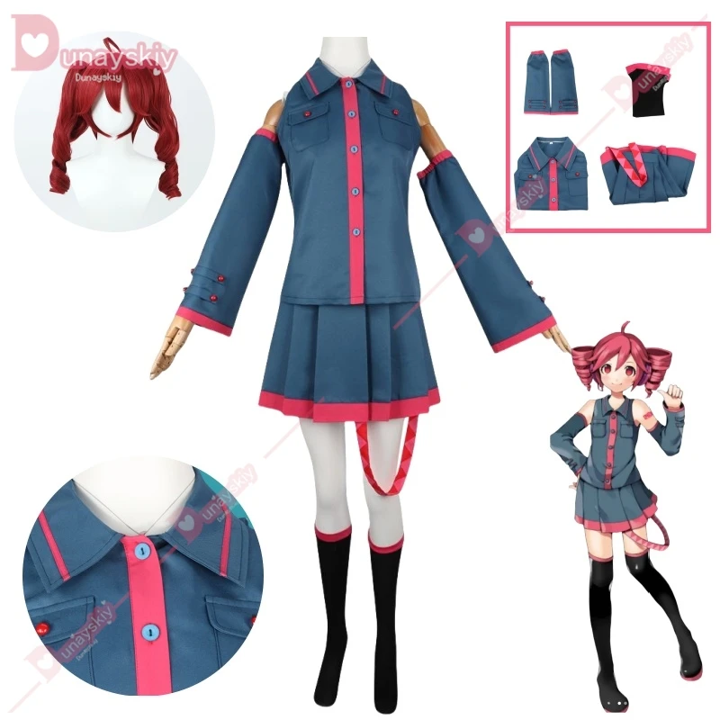 Kasane Teto Blue Cosplay Costume Wig Anime Mikuu Vtuber Halloween Carnival Party Women Performance Suit