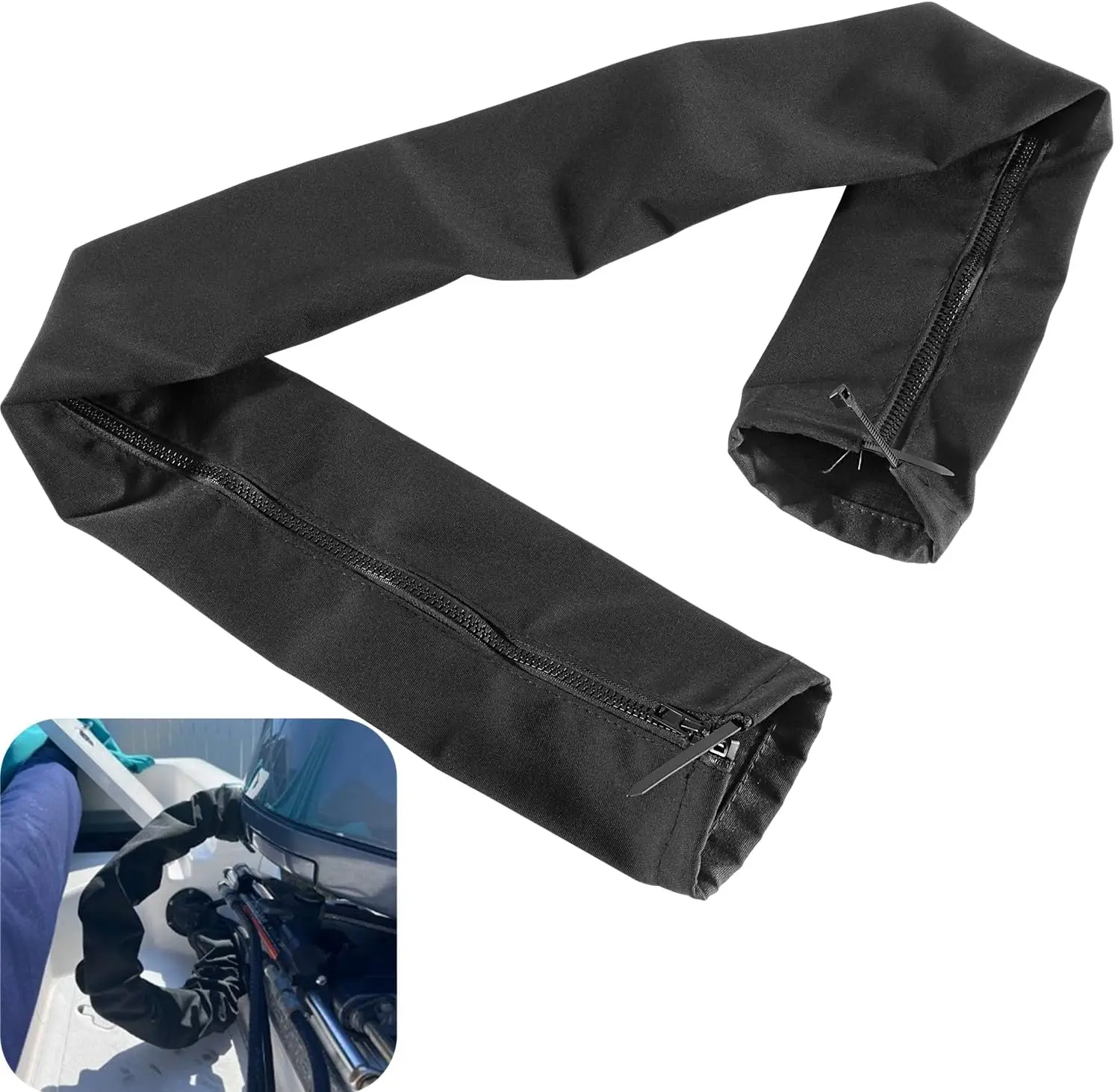 48 inch Long Black Zippered Rigging Sleeve ZRS-1-DP Casing, Trolling Motor Cable Organizer Sleeve