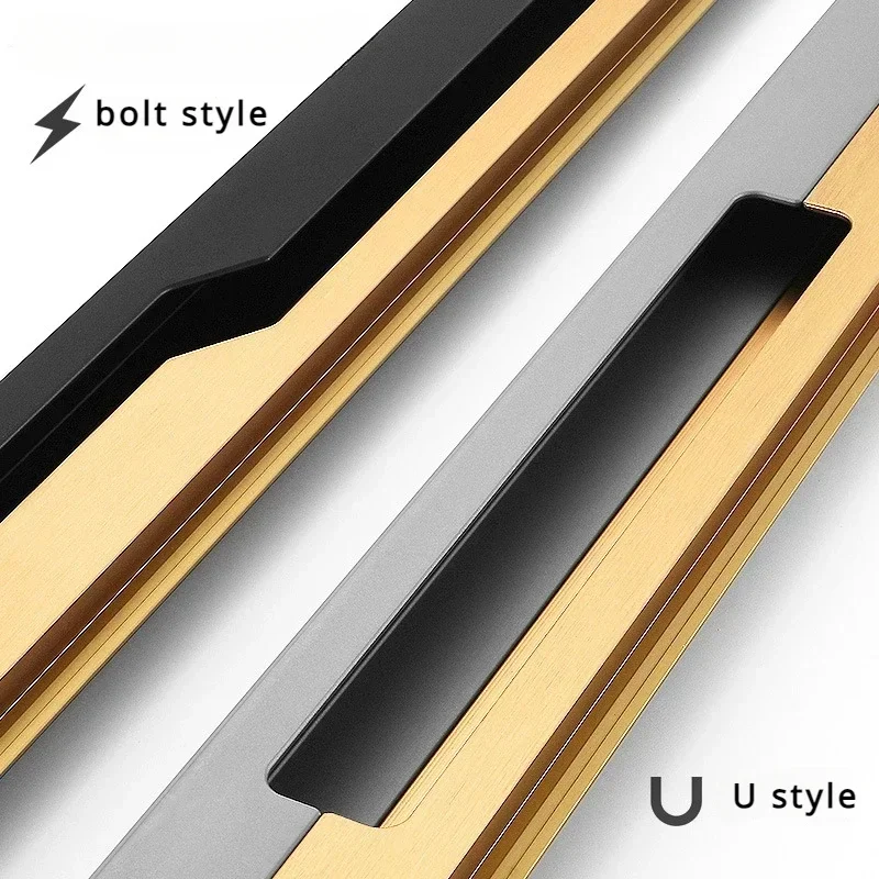 500-1000mm Embedded Long Cabinets Handles Copper Kitchen Wardrobe Cupboard Furniture Drawer Dresser Handles for Chest of Drawers