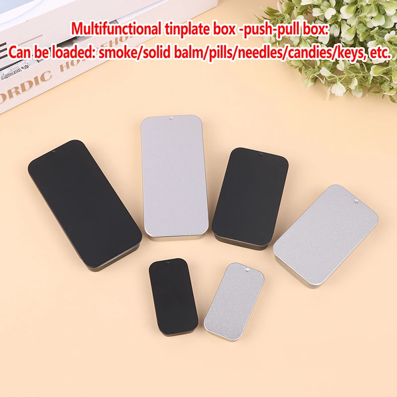 6 styles Slide tinplate push-pull box 10g 15g 30g solid balm box candy box cigarette box key box sewing box storage box