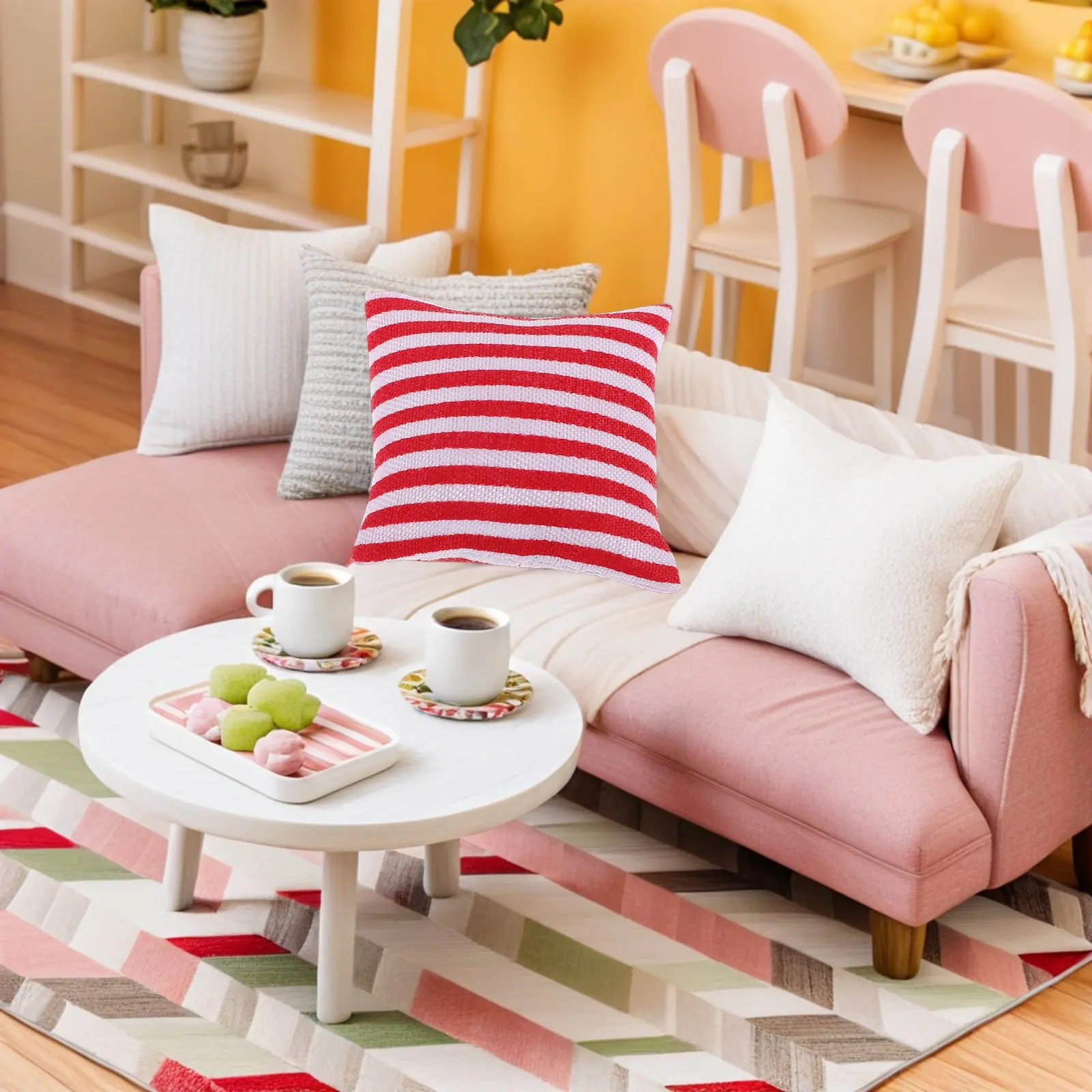 

4Pcs Dollhouse Decor Tiny Sofa Pillows - Compact Realistic Cushions for Bedroom Living Room Setup Imaginative Storytelling Fun