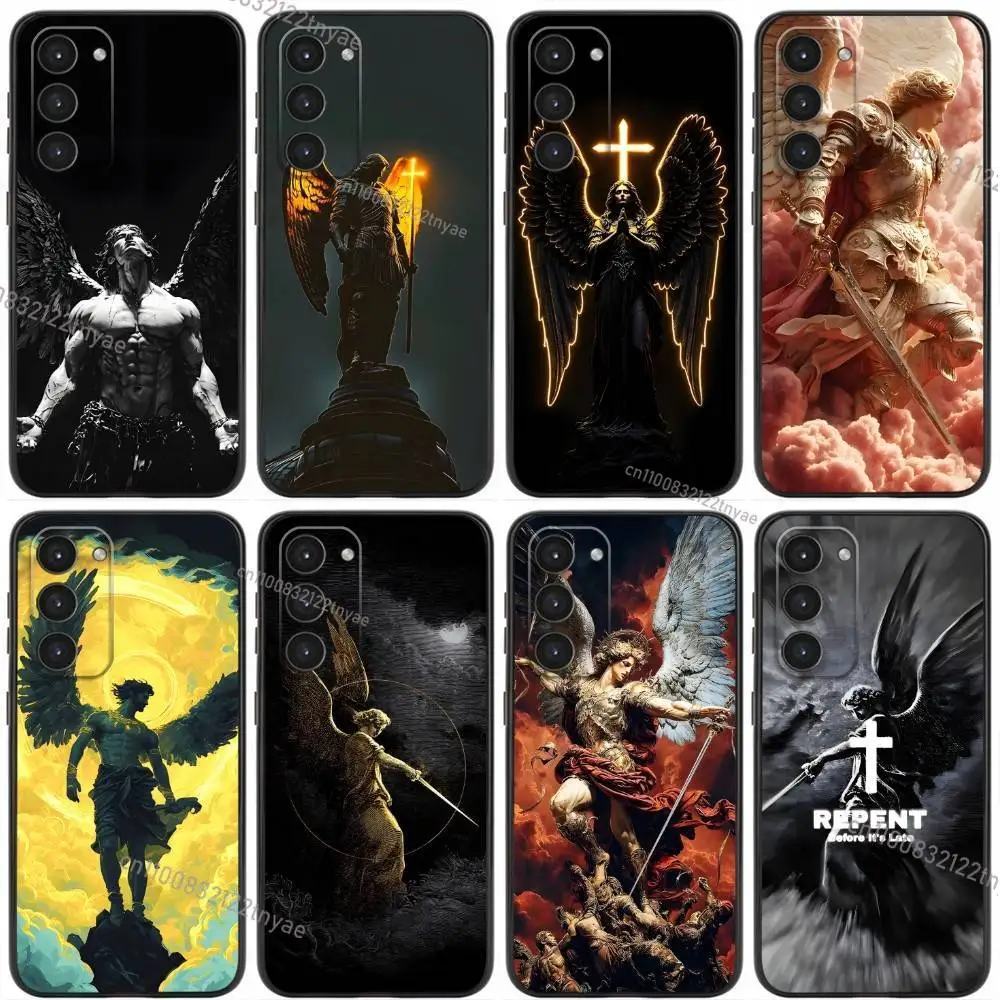 

Archangel Michael Cross Phone Case For Samsung Galaxy A20,21s,22,31,32,52,53,72,73,80,91 Soft Liquid Silicone Black Cover