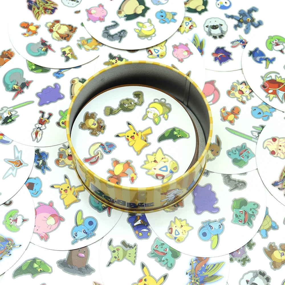 Spot It Anime Pokemon Pikachu Classical Dobble Jueg Cards Game with Metal Box Disney Friends Party Board Game Kid Holiday Toys