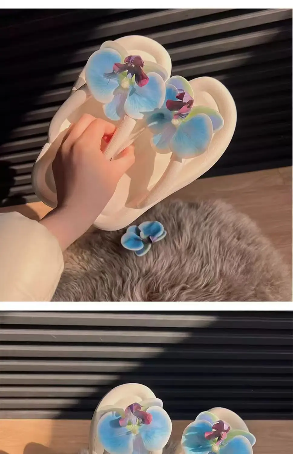 2026 Süße Sommer-Schmetterlingsorchideen-Slipper Elegante Damen-Sandalen für den Strand Rutschfeste Urlaubs-Damenschuhe Strand-Flip-Flops – Detail 8